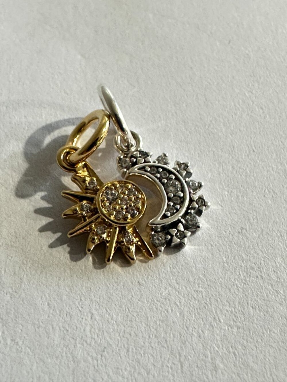 NEW Authentic Pandora Silver Charm Splittable Sun & Moon Dangle Charm #763585C01 - Picture 2 of 6